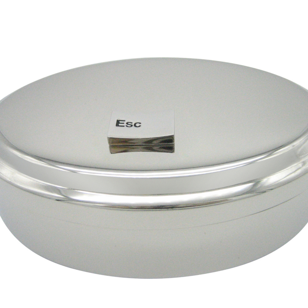 Esc Key Pendant Oval Trinket Jewelry Box